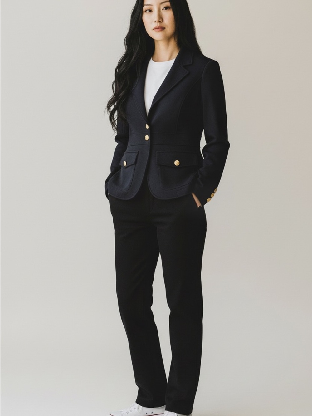 Joie Black Tailored Blazer with Gold Buttons